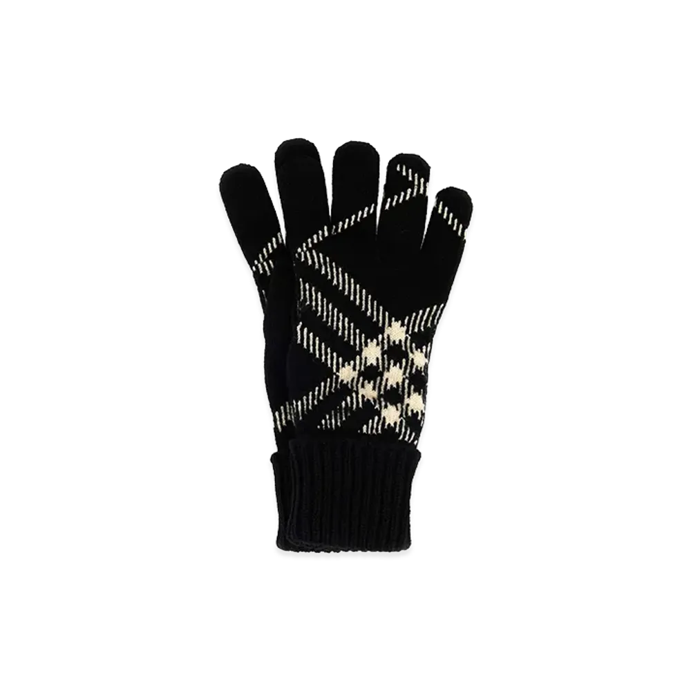 Burberry Embroidered Cashmere Blend Gloves "Checked"