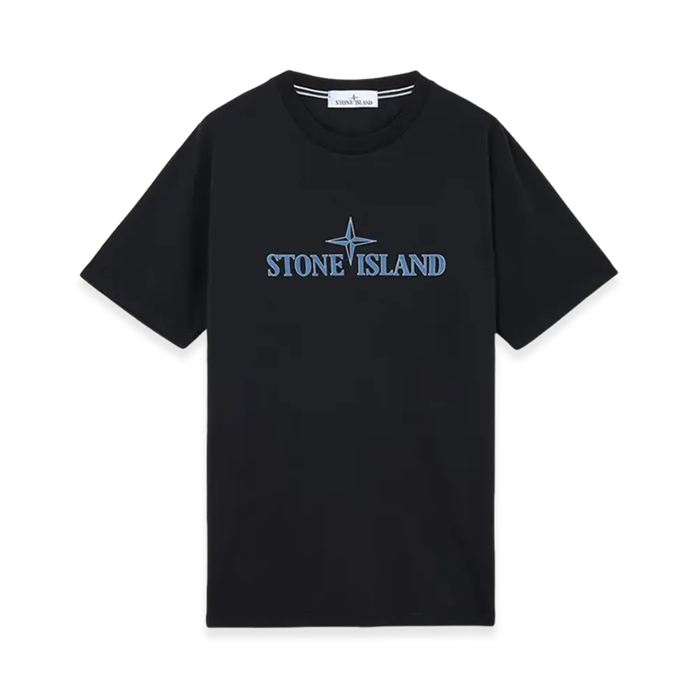 Stone Island 2NS80 Cotton Jersey T-Shirt with Institutional Three Print - 24FW "Black"