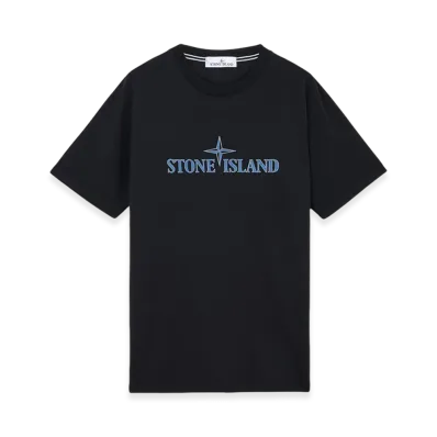 Stone Island 2NS80 Cotton Jersey T-Shirt with Institutional Three Print - 24FW "Black"