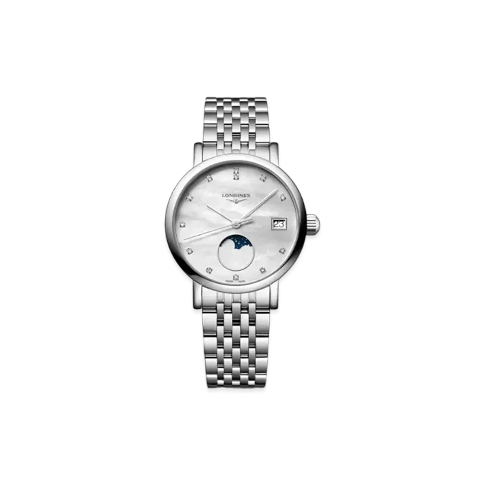 Longines Elegant Collection Moonphase 30mm "Stainless Steel/White Mother of Pearl" L4.330.4.87.6