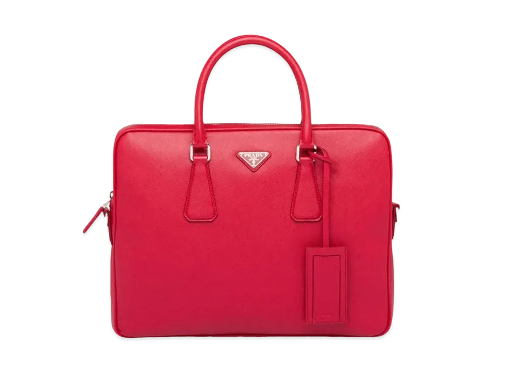 PRADA Saffiano Leather Tote Bag "Red"