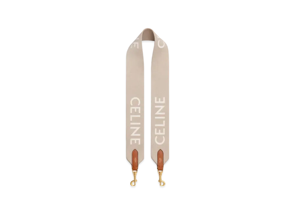 セリーヌ セリーヌジャカード ロングストラップ ウール "ベージュ/ホワイト" 49S012AEP.03BW