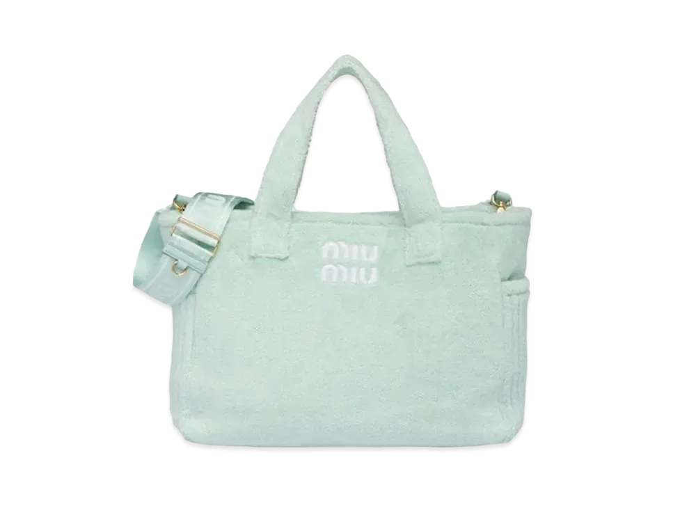 MIU MIU Terry Cross Tote Bag "Pastel Green"