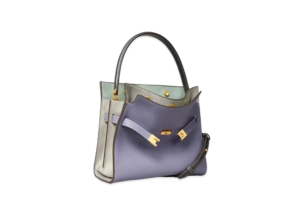 TORY BURCH Lee Radziwill Pubbles Small Double Bag "Dark Lotus"