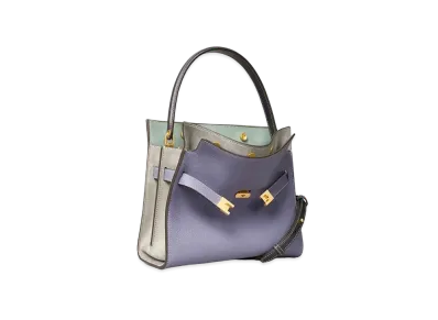 TORY BURCH Lee Radziwill Pubbles Small Double Bag "Dark Lotus"
