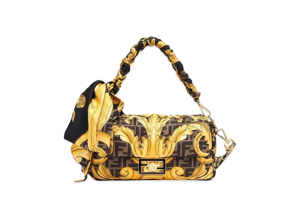 FENDI x Versace Fendace Quilted Black Silk Bag "Black"