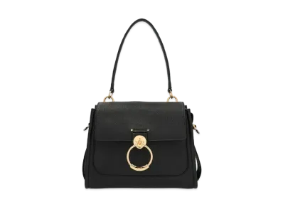 Chloe Small Tess Day Bag In Grained & Shiny Calfskin "Black"