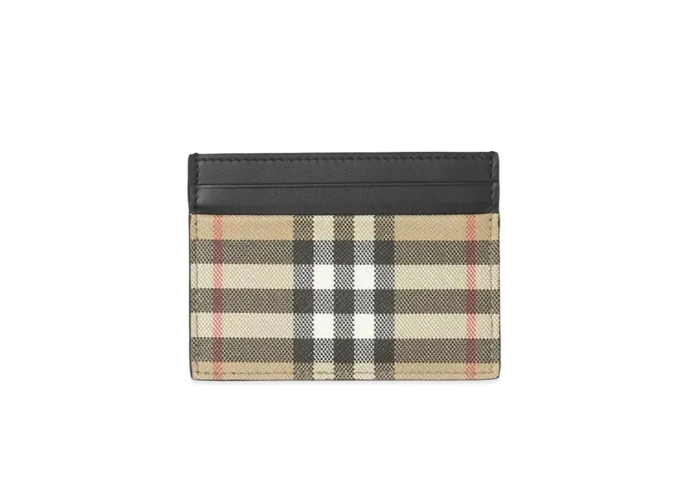 BURBERRY Vintage Check E Canvas & Leather Card Case "Black"
