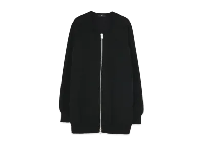Yohji Yamamoto Y's POLYESTER/WOOL PLAIN STITCH COLLARLESS SHORT COAT "Black"