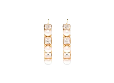 MIU MIU Hoop Earrings "Cream White/Crystal"