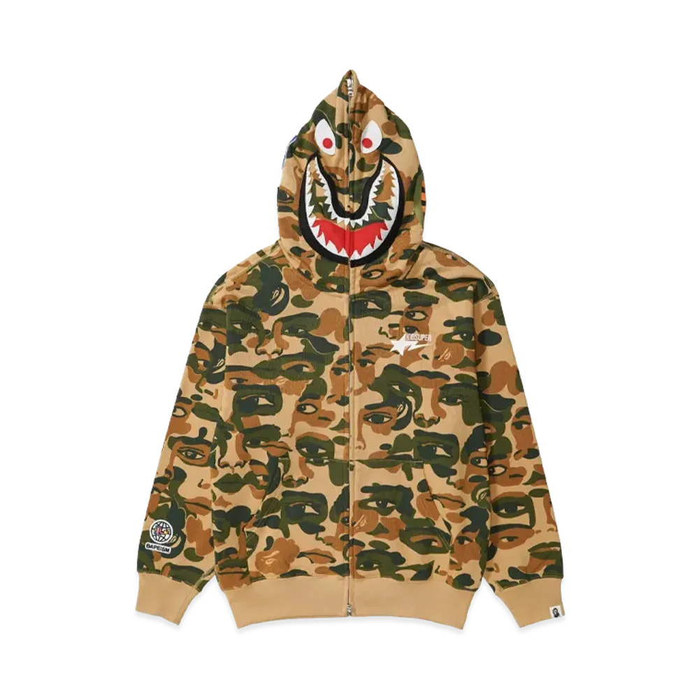 A BATHING APE Bape x Kidsuper Camo Shark Full Zip Hoodie "Green"