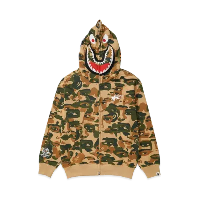 A BATHING APE Bape x Kidsuper Camo Shark Full Zip Hoodie "Green"
