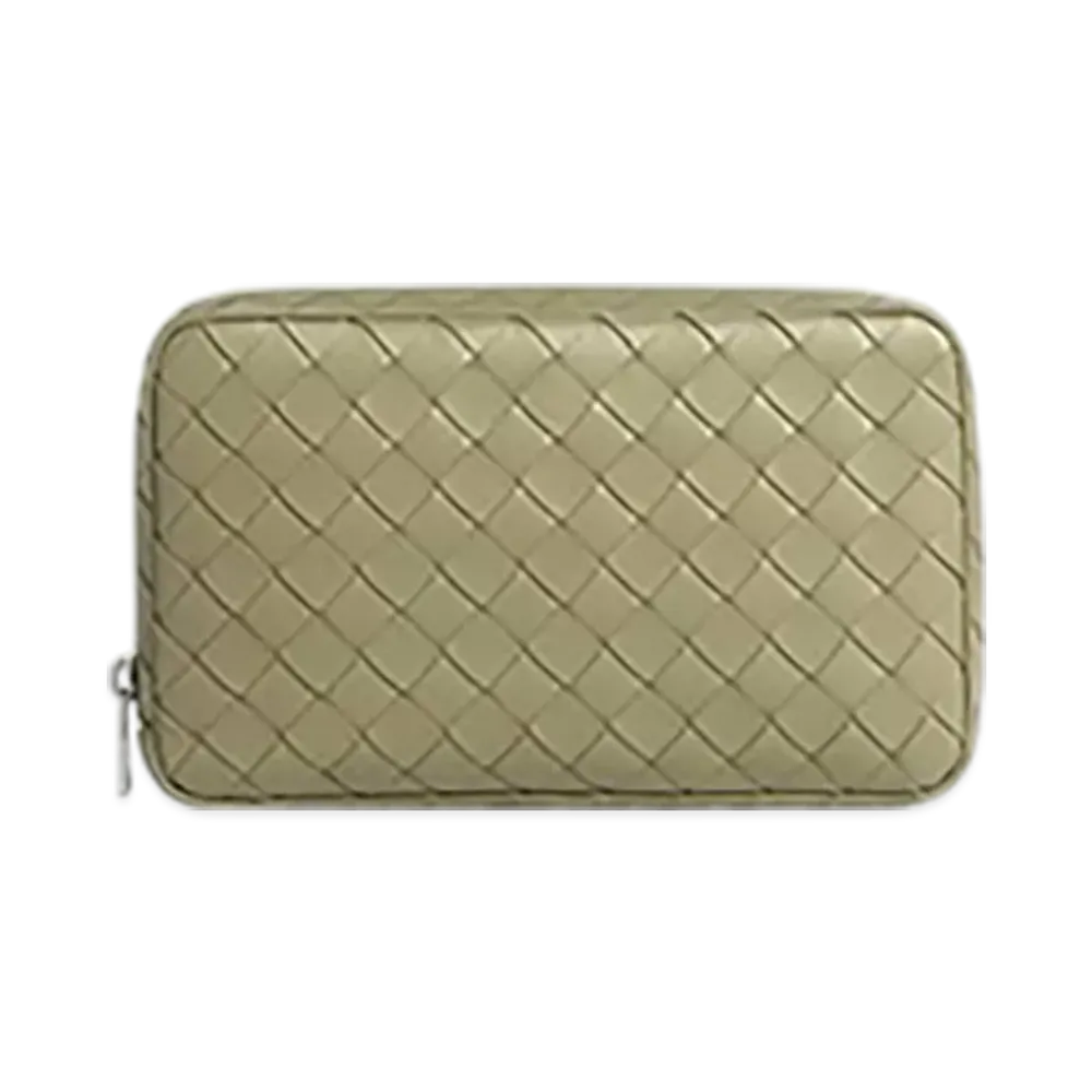 Bottega Veneta Intrecciato Medium Zipped Organizing Pouch "Travertine"