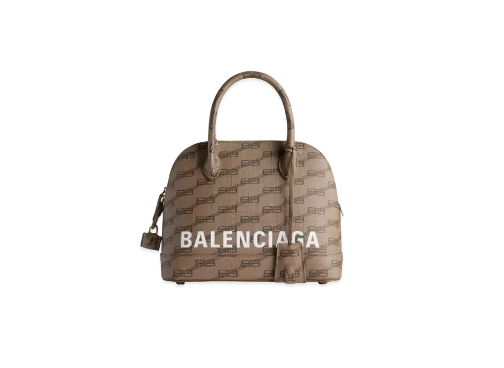 BALENCIAGA Ville BB Monogram Coated Canvas Small Handbag "Beige"