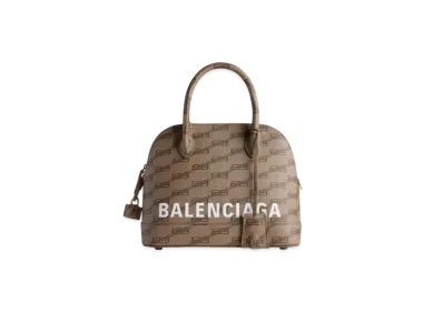 BALENCIAGA Ville BB Monogram Coated Canvas Small Handbag "Beige"