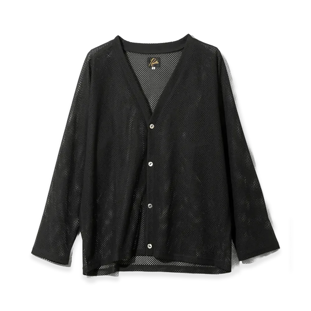 NEEDLES V-Neck Cardigan - Geometric Raschel Lace "Black"