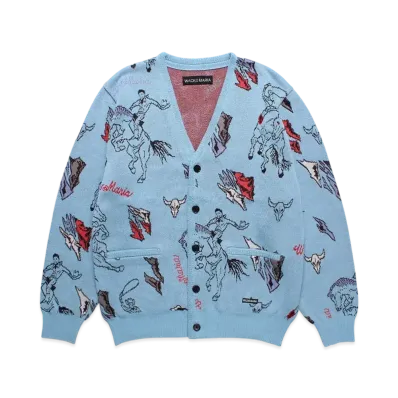 WACKO MARIA Jacquard Knit Cardigan "Blue"