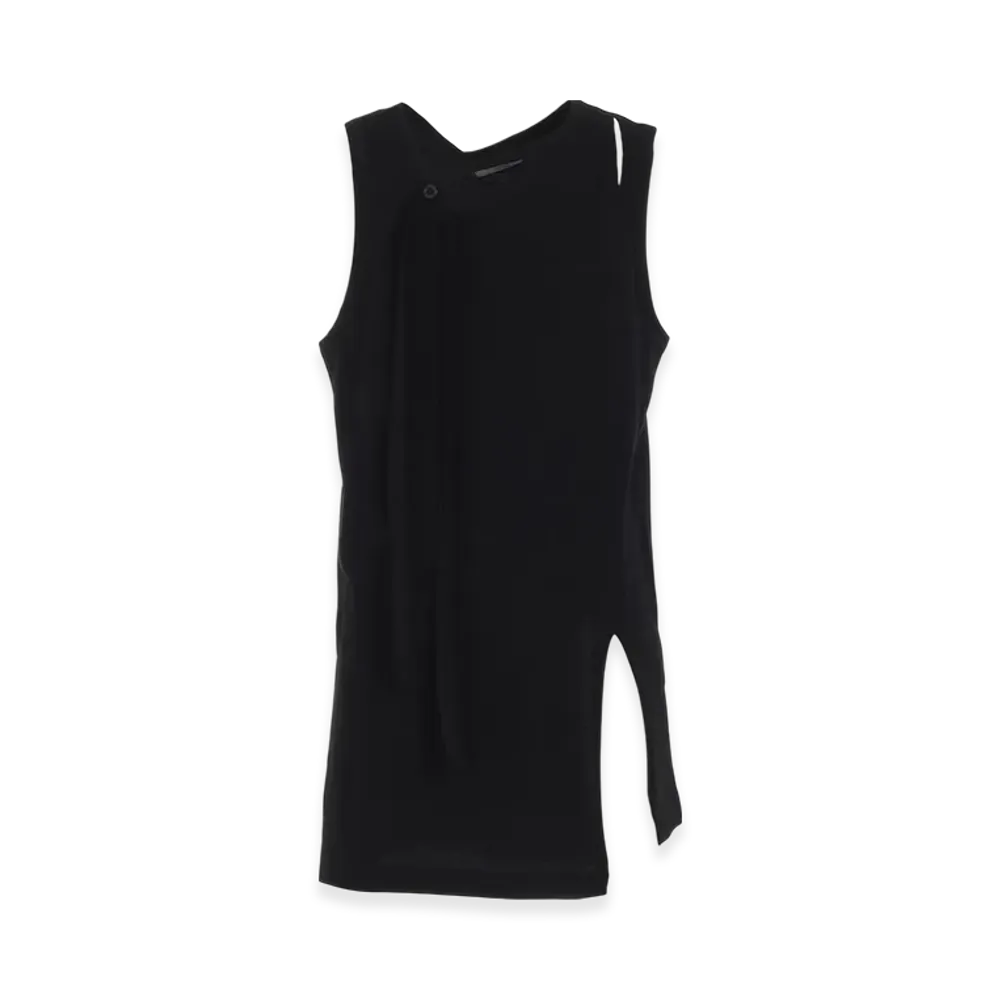 Yohji Yamamoto POUR HOMME Single Jersey Binder V-Neck Tank Top "Black"