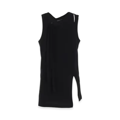 Yohji Yamamoto POUR HOMME Single Jersey Binder V-Neck Tank Top "Black"