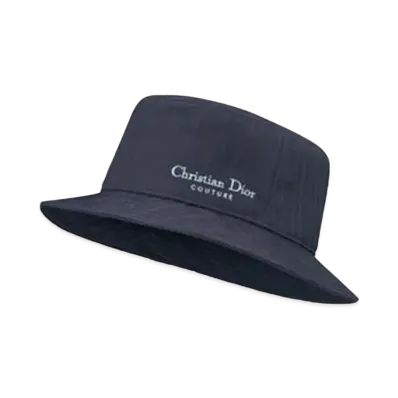 Dior Christian Dior Couture Bucket Hat Textured Virgin Wool "Navy Blue"