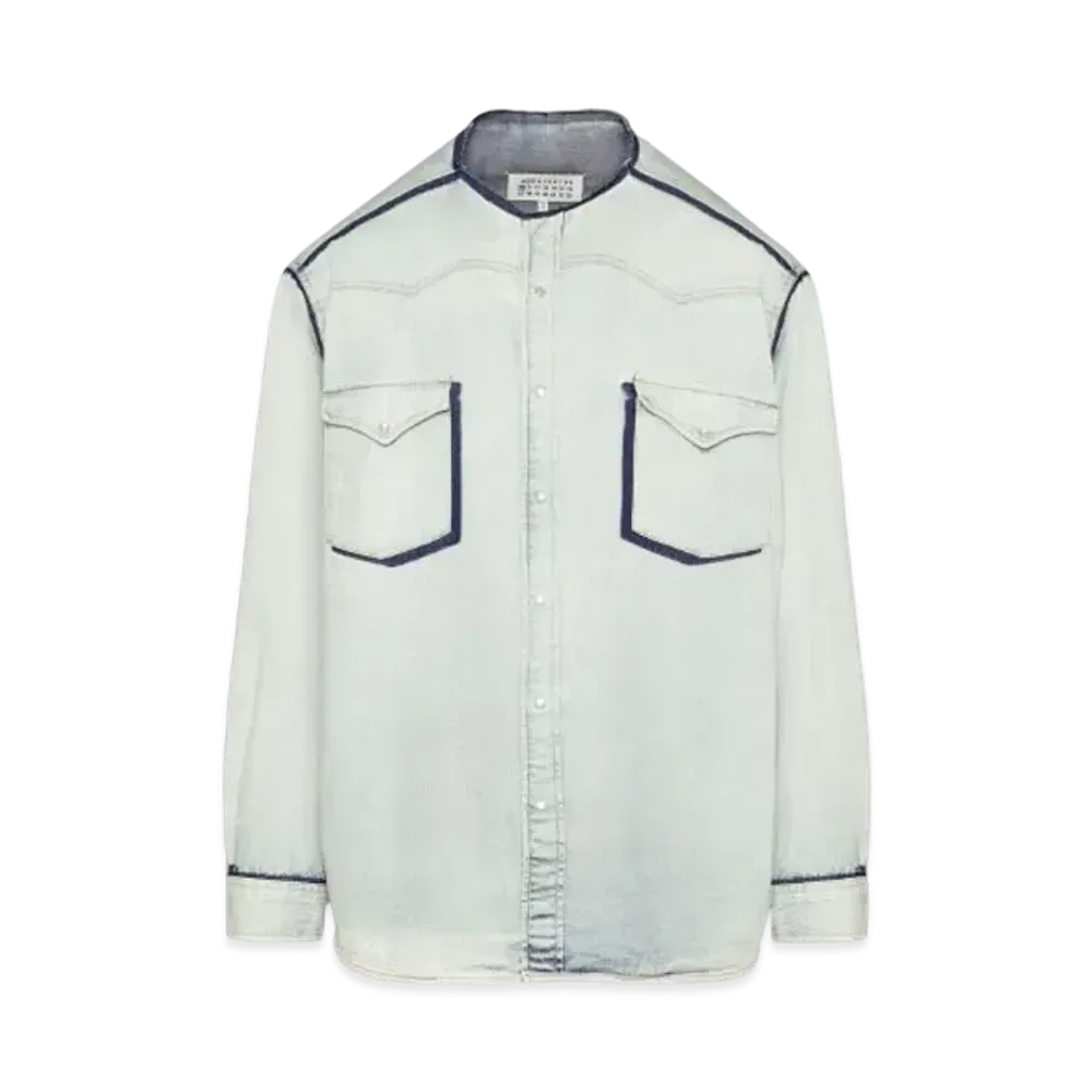 Maison Margiela Collarless Denim Shirt "Light Blue"