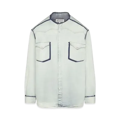 Maison Margiela Collarless Denim Shirt "Light Blue"