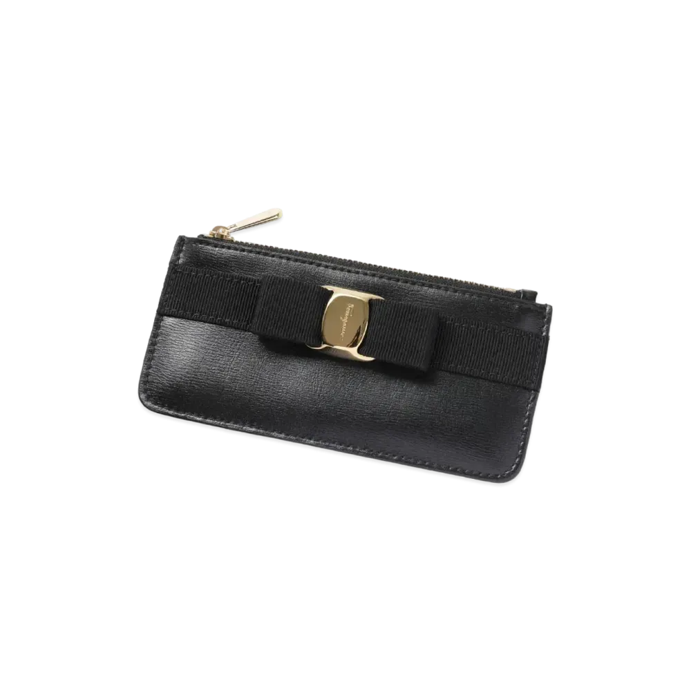 Salvatore Ferragamo Vara Bow Credit Card Holder "Black"