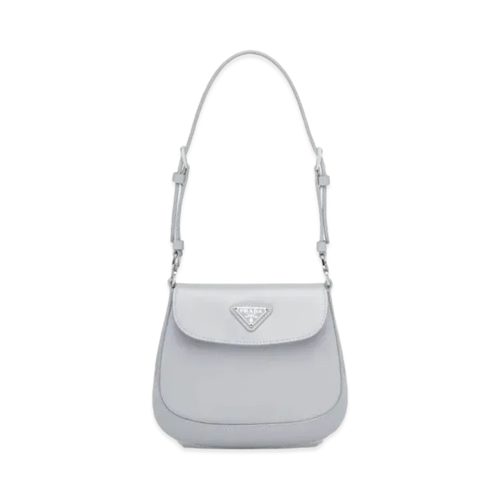 PRADA Cleo Brushed Leather Mini Bag with Flap "Cornflower"