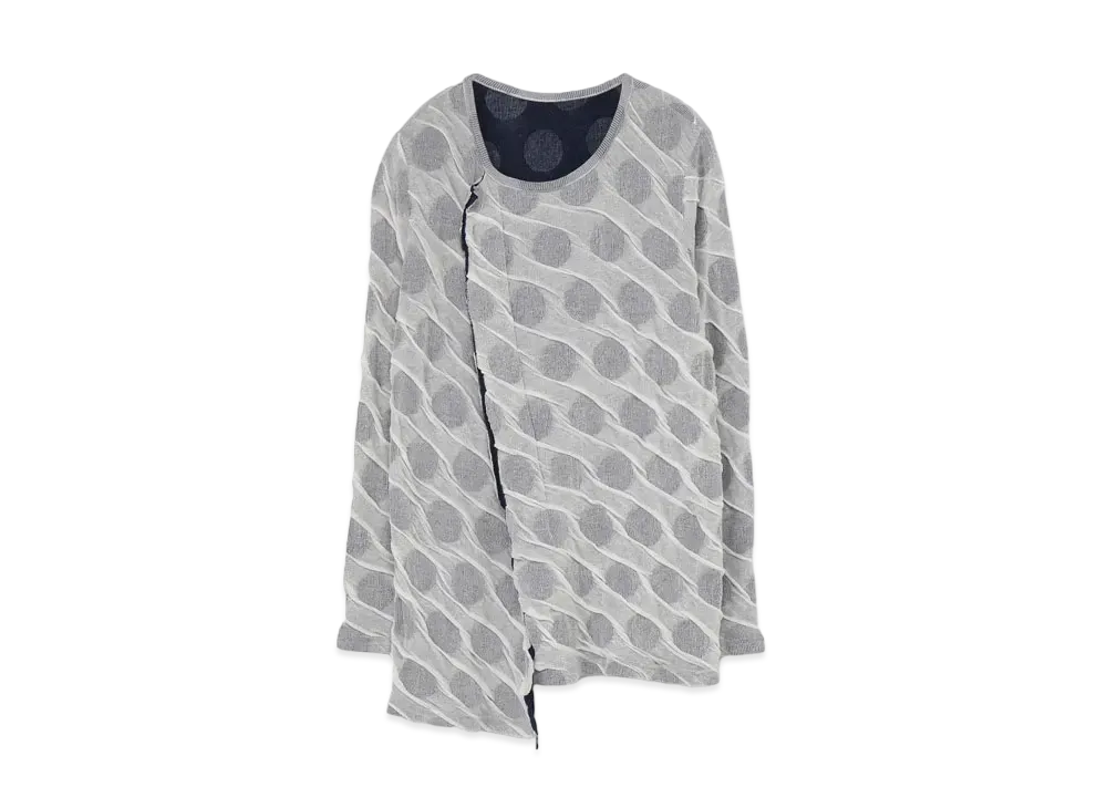 Yohji Yamamoto Y's DOT DUAL-LAYER ROUND NECK CUTTING T "Navy"