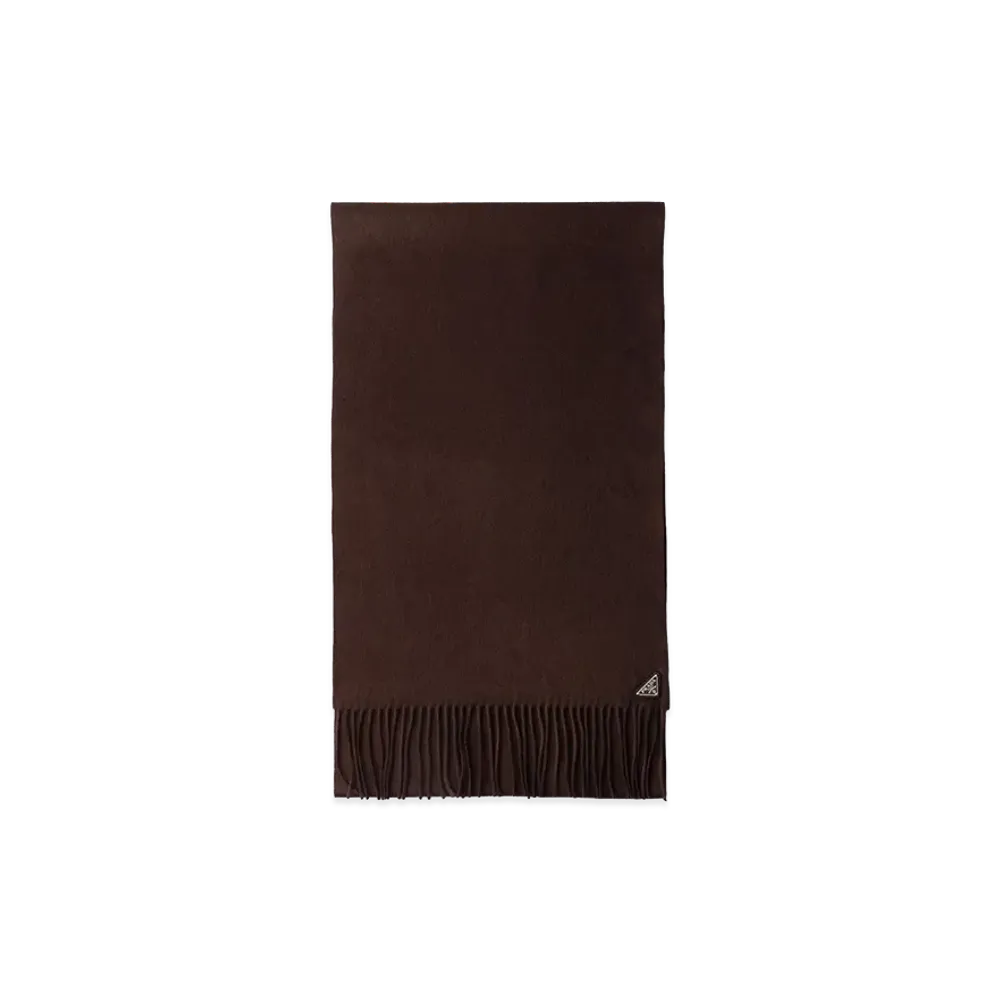 PRADA Silk And Cashmere Fringed Scarf "Bruciato"