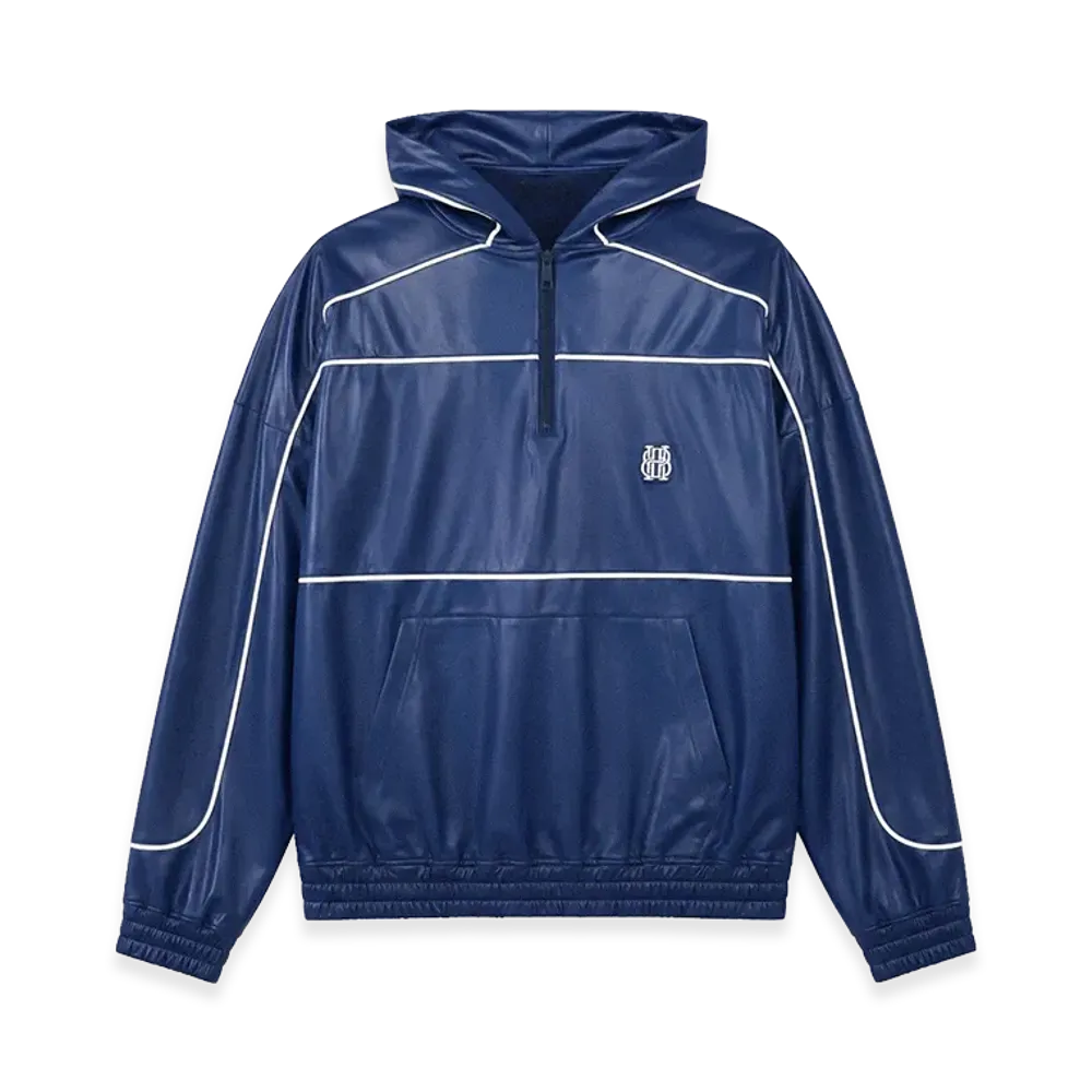 BREATH Piping Coating Half Zip Hoodie "Navy"