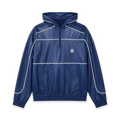 BREATH Piping Coating Half Zip Hoodie "Navy"