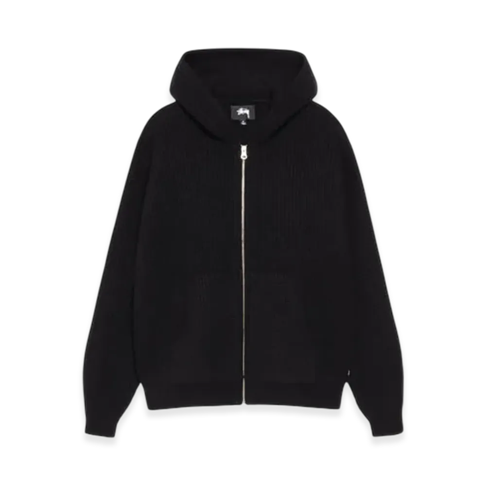 Stussy Waffle Cashmere Zip Hoodie "Black"