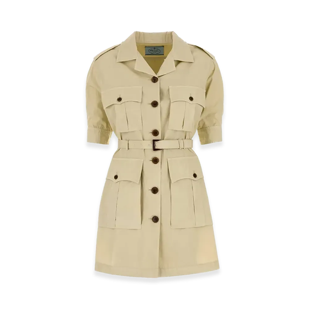 PRADA Women's Poplin Shirt Dress "Beige"