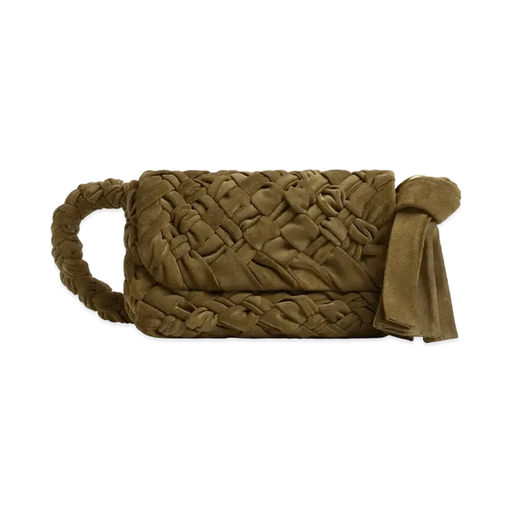 Bottega Veneta Kalimero Citta Intrecciato Suede "Olive Oil"