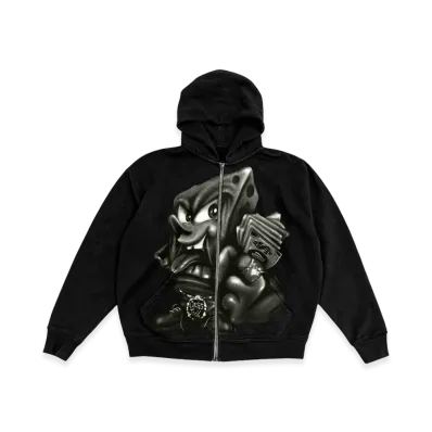 Travis Scott Cactus Jack x SPONGEBOB Legal Tender Zip Hoodie "Black"