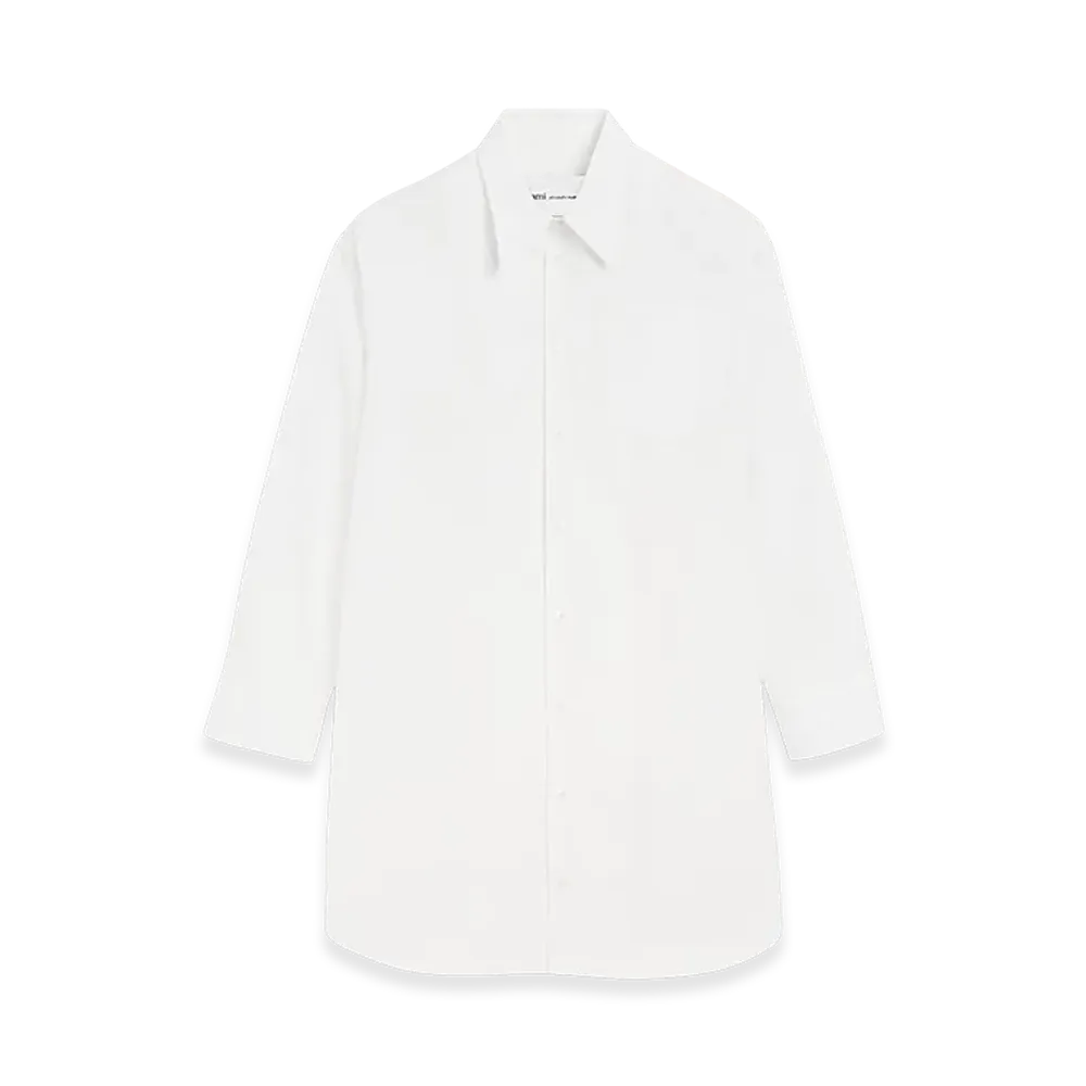 AMI PARIS Cotton Ami De Coeur Wide Shirt Dress "White"