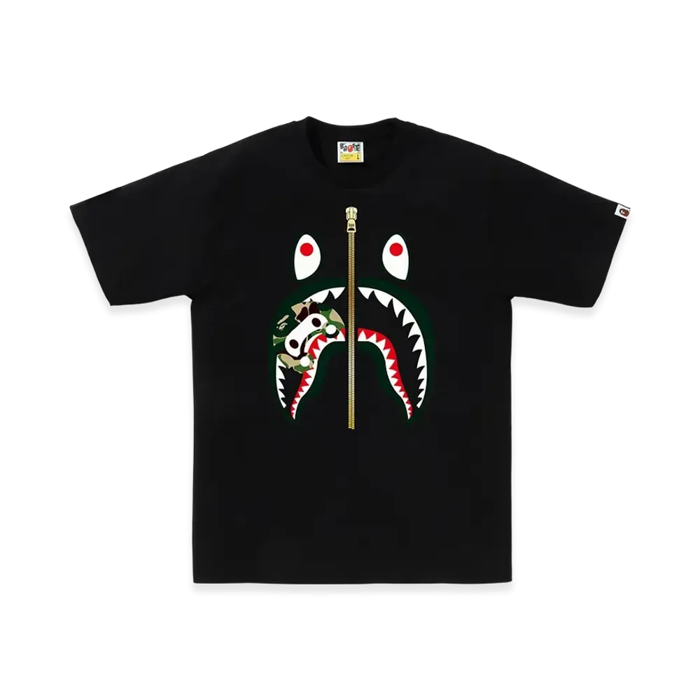 A BATHING APE ABC Camo Milo Shark Tee "Black/Green"