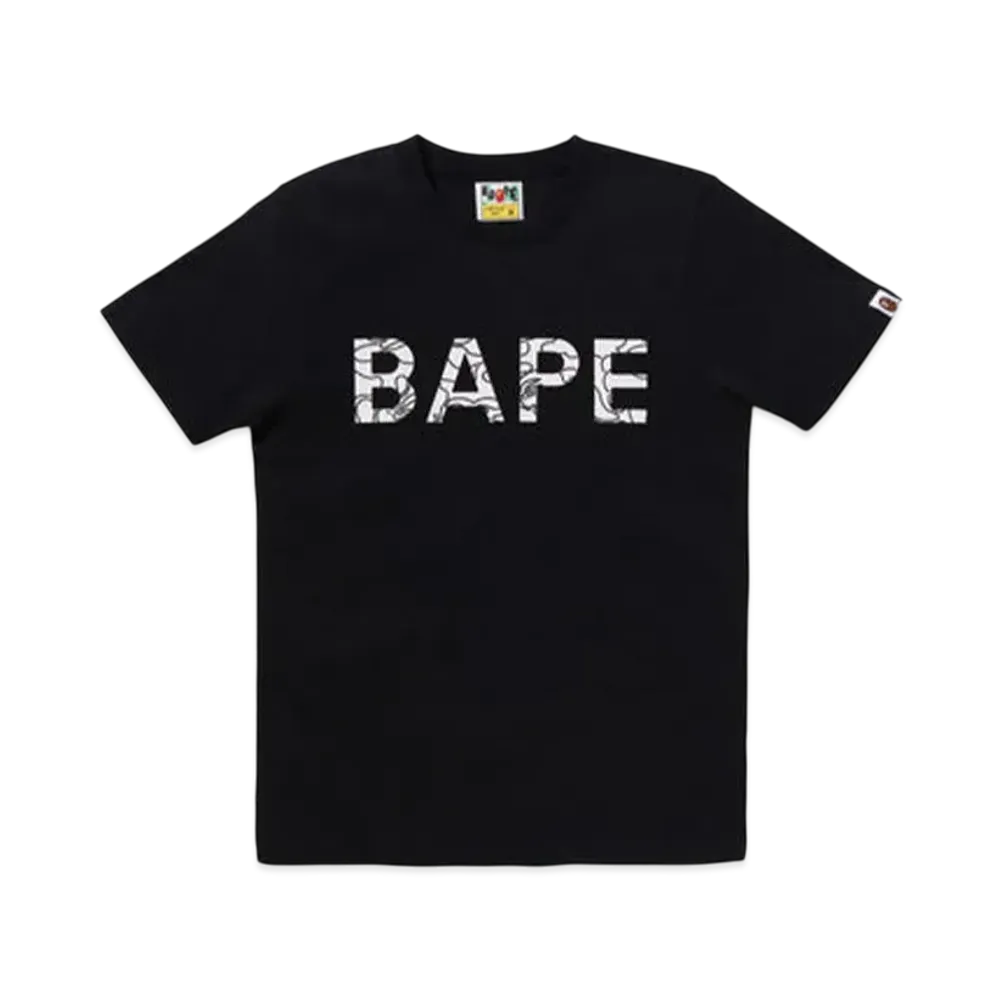 A BATHING APE Neon Camo Glitter Bape Tee "Black"
