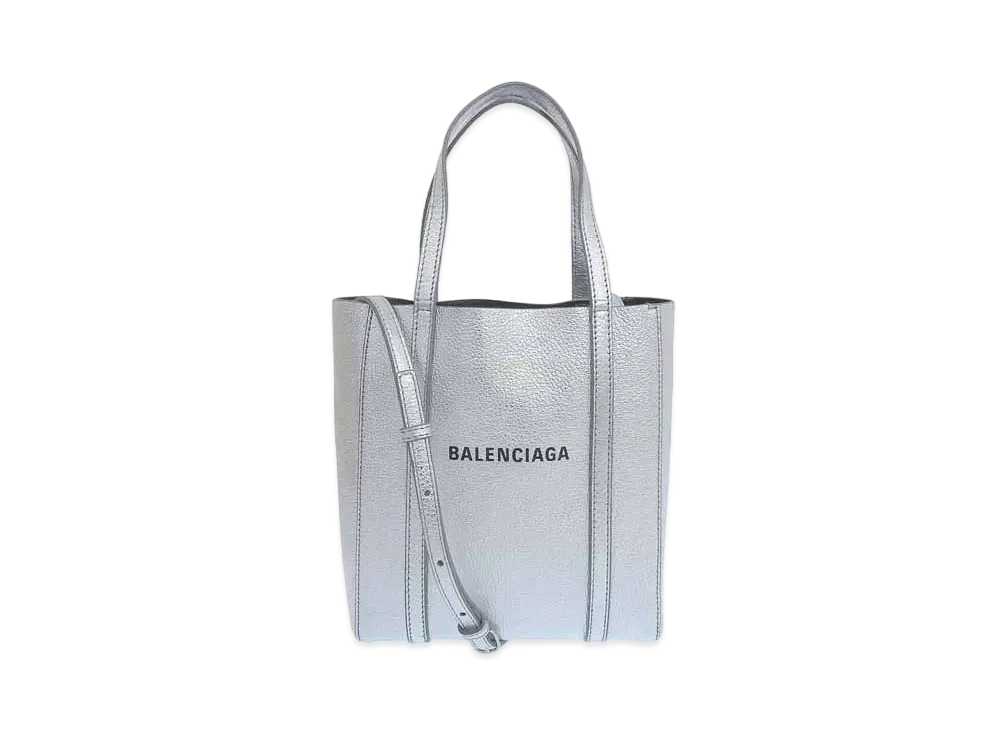 BALENCIAGA Small Metallic Daily Tote Bag "Silver"