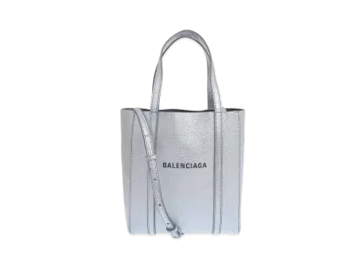 BALENCIAGA Small Metallic Daily Tote Bag "Silver"