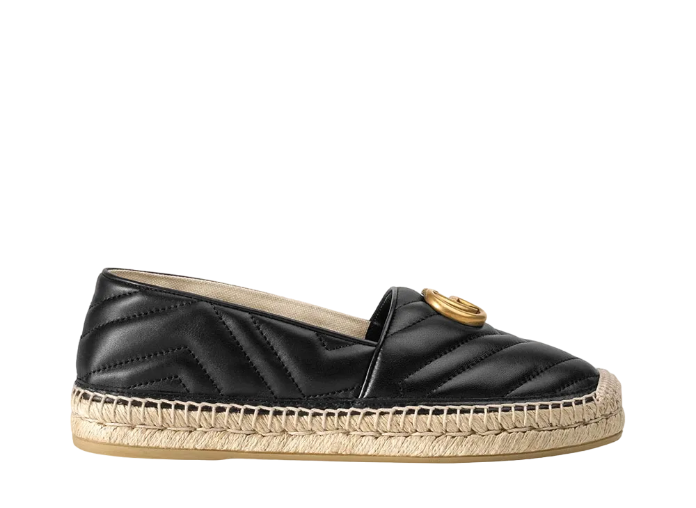 GUCCI Women's Leather Espadrille with Double G "Black"