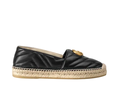 GUCCI Women's Leather Espadrille with Double G "Black"