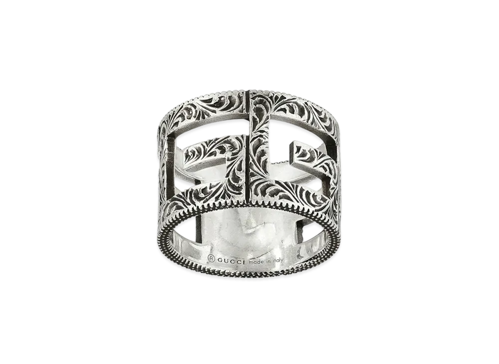 GUCCI Square G Pattern Silver Ring "Silver"