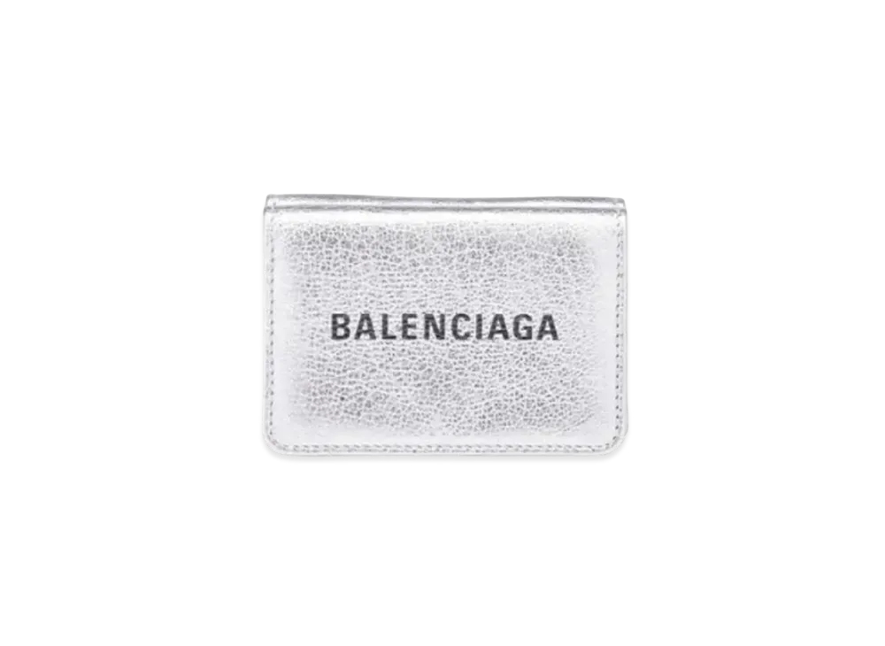 BALENCIAGA Everyday Metallic Gloss Daily Mini Wallet "Silver/Black"