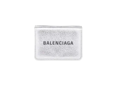 BALENCIAGA Everyday Metallic Gloss Daily Mini Wallet "Silver/Black"