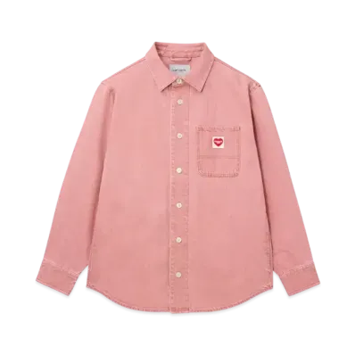 Carhartt WIP L/S Nash Shirt "Sulfur Red(Enzyme Bleach Washed)"