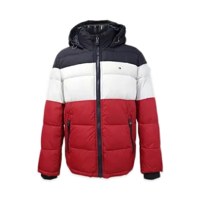 TOMMY HILFIGER Nylon Hooded Puff Blouson "Tricolor"