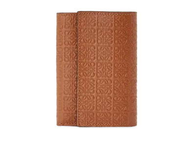 LOEWE Small Vertical Wallet In Embossed Silk Calfskin "Tan"