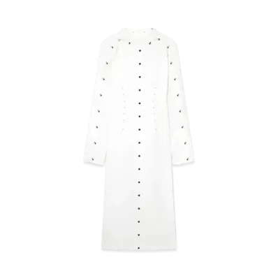 STELLA McCARTNEY Long-Sleeve Studded Midi Dress "Pure White"